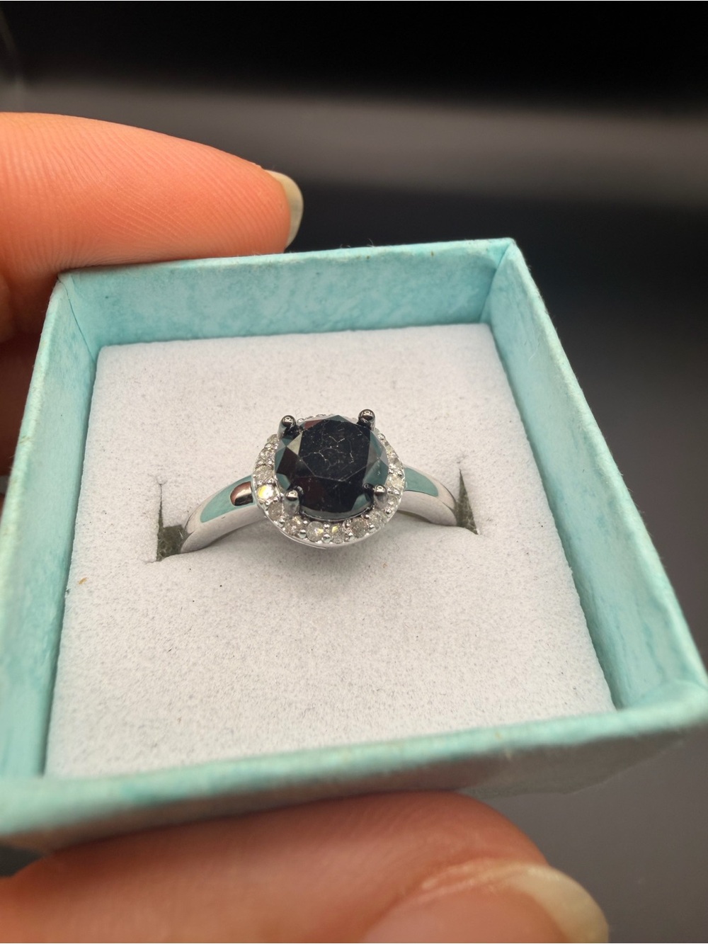 925 Sterling Silver 1.35 Ctw Black & White Diamond Ring Size 8.25.
